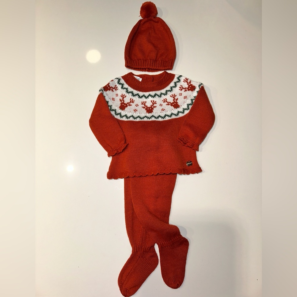3P CANESU AND REINDEER SET size 3M dark orange color